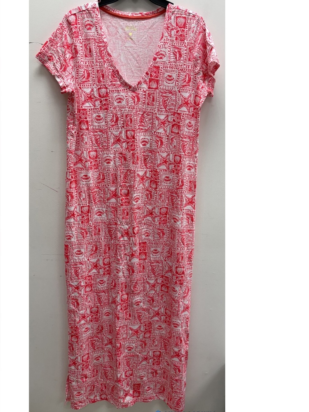 Lilly Pulitzer Sz L Mizner Red Seaside Harbour Etta Maxi Dress